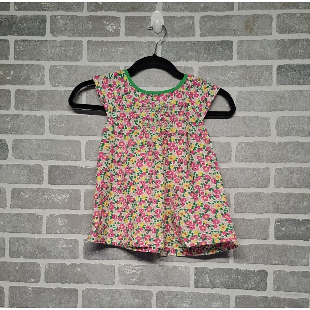 Mini Boden Shirred Girls Floral Cap Sleeve Top‎ Tunic Size 6-7Y 100% Cotton